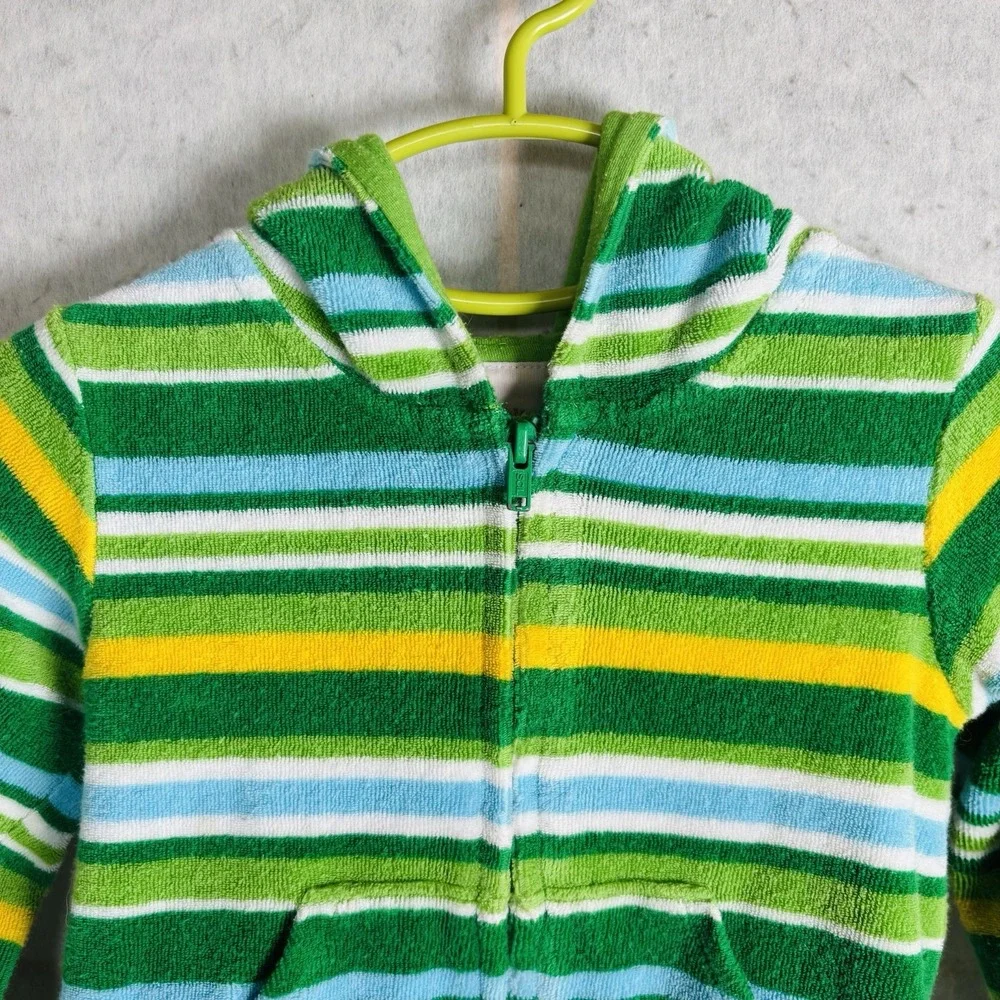 OshKosh Baby Terry Striped Fleece Jacket Jumper Light Green‎ Size XXL 12-18M